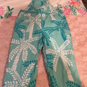 Lilly Pulitzer Teal and White Overalls